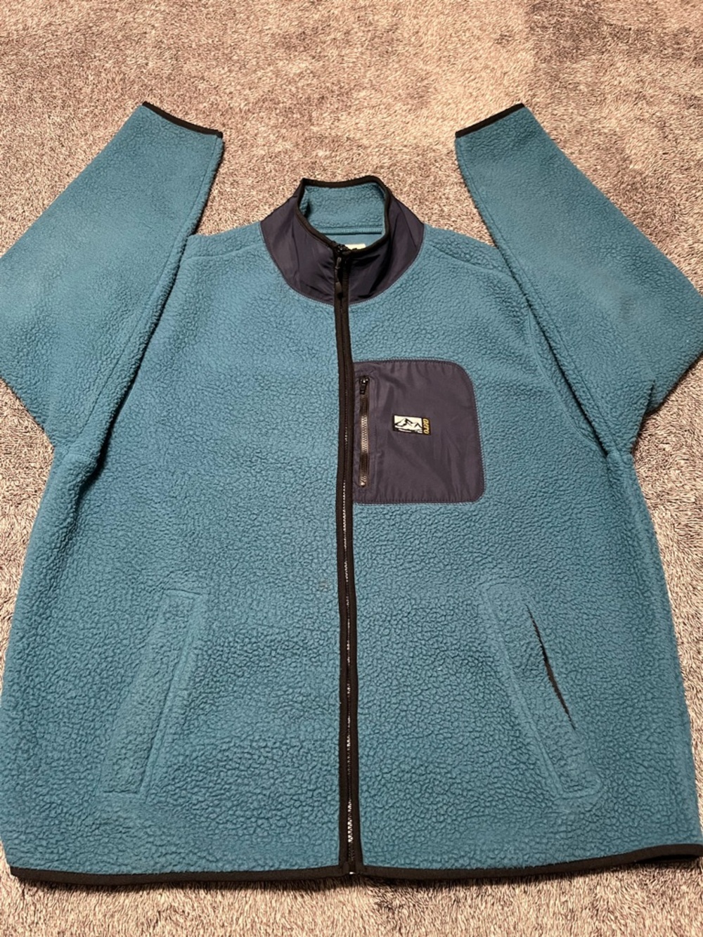Aeropostale Teal Sherpa Fleece Jacket with Navy Trim